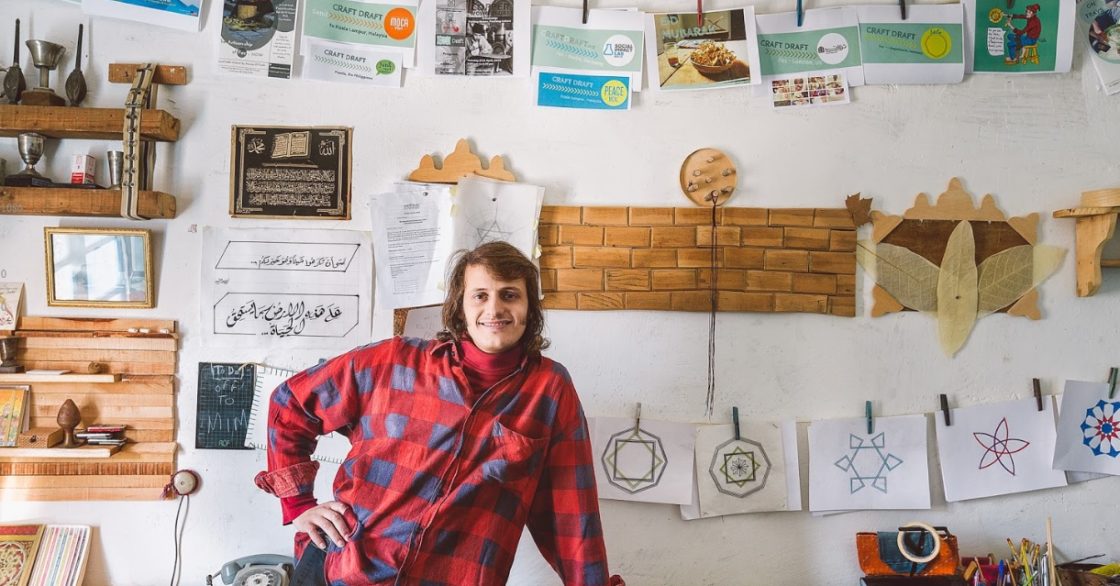 Hamza in his studio in Fes, Morocco
