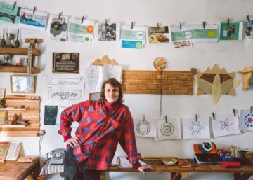 Hamza in his studio in Fes, Morocco