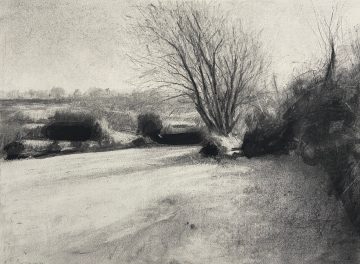 Andrew Barrowman - Cornwall landscape charcoal drawing