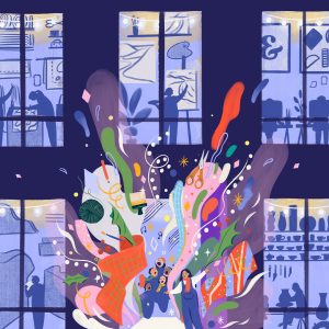 A festive illustration of Krowji Christmas Open Studios